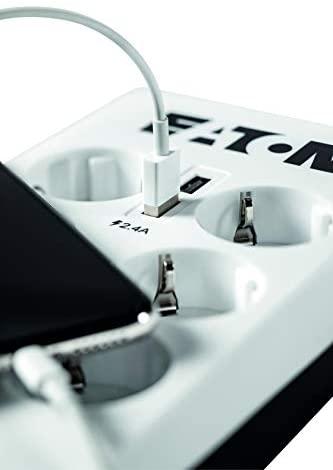 Eaton PB6TUD viršįtampių ribotuvas 6 AC išvestis(ys / čių) 220 - 250 V Juoda, Balta 1,5 m