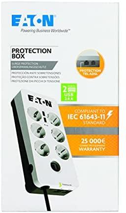 Eaton PB6TUD viršįtampių ribotuvas 6 AC išvestis(ys / čių) 220 - 250 V Juoda, Balta 1,5 m