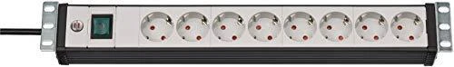 Brennenstuhl 19 "1.5", 8xCEE 7/4, 1xCEE 7/7, pet-protected connectors, 3m cable, sidabrinis / juodas 1156057018 / GT-663