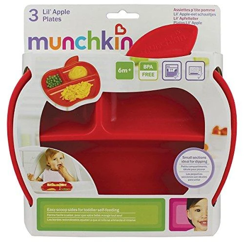 MUNCHKIN lėkštės su skyreliais, Lil Apple, 6mėn+, 3 vnt, 91513P