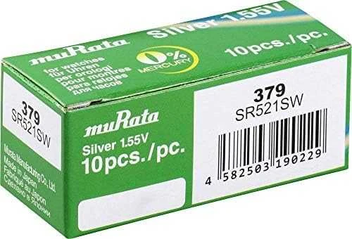 Baterija - Murata 379 (SR521SW) 1.55V 2.2mm x 5.8mm Sidabro Oksidas