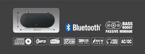 Muse Mūza | Nešiojamas radijas su Bluetooth ir USB prievadu | M-35 BT | AUX in | Juodas