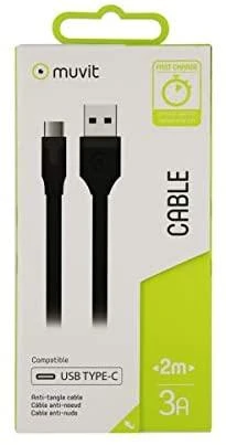 Butas Type-C Kabelis USB 2.0 2M 3A Muvit Juodas