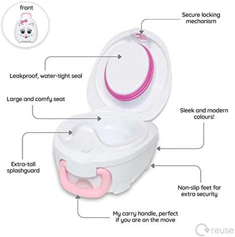 Mokomasis nešiojamas naktipuodis My Carry Potty, katytė, rožinės spalvos