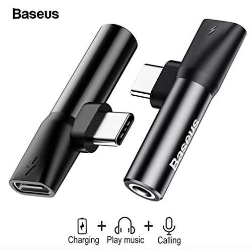 Baseus Audio adapteris L41 USB-C prie 3.5mm AUX lizdo + USB-C - Juodas