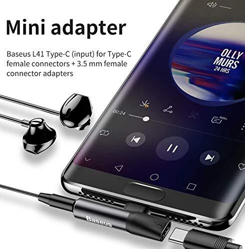 Baseus Audio adapteris L41 USB-C prie 3.5mm AUX lizdo + USB-C - Juodas