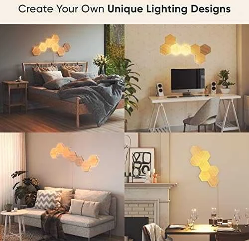 Sieninis šviestuvas Nanoleaf | Elementų medžio išvaizdos šešiakampių pradinis rinkinys (7 panelės) | Šaltos Baltos + Šiltos Baltos