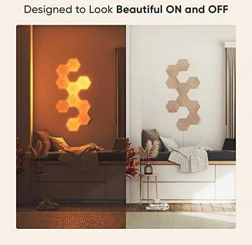 Sieninis šviestuvas Nanoleaf | Elementų medžio išvaizdos šešiakampių pradinis rinkinys (7 panelės) | Šaltos Baltos + Šiltos Baltos