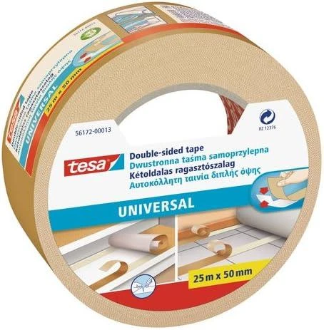 Dvipusė lipnioji juostelė Tesa, 25m x 50mm, geltona
