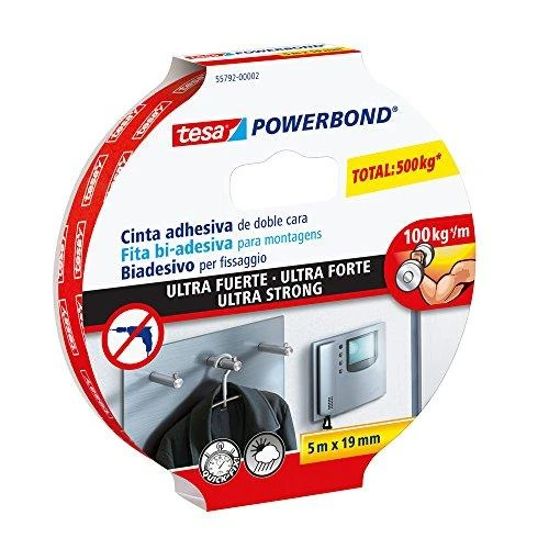 Tesa Powerbond Montageband itin tvirta juosta, 5 m, 19 mm