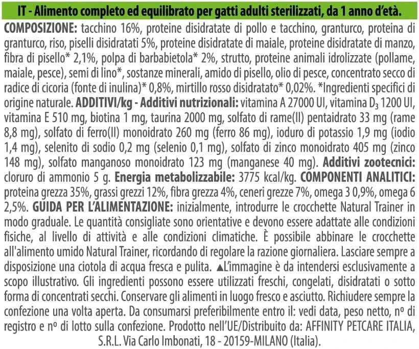 Natural Trainer Cat Adult Sterilised kalakutiena su kalakutiena 1.5kg