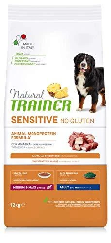 Novafoods Natural Trainer ADULT DOG SENSITIVE be gliuteno Medium/Maxi su antiena 12kg