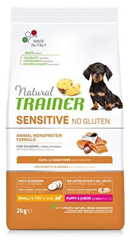 Natural Trainer DOG SENSITIVE be gliuteno PUPPY&amp;JUNIOR MINI su lašiša 2kg (6)