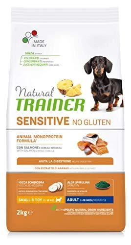 Natural Trainer ADULT DOG SENSITIVE be gliuteno MINI su lašiša 2kg
