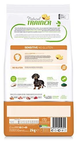 Natural Trainer ADULT DOG SENSITIVE be gliuteno MINI su lašiša 2kg