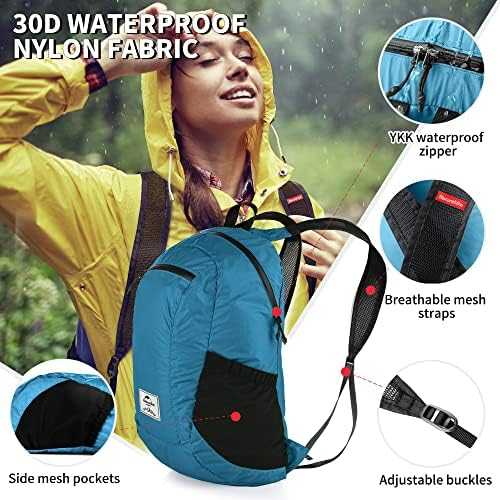 Naturehike yunyan itin lengva sulankstoma žygio kuprinė NH17A012-B 18L mėlyna