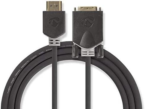 Nedis HDMI™ kabelis | HDMI™ jungtis | DVI-D 24+1 kontaktų jungtis 1080p | Paauksuotas | 2,00m | Tiesus | PVC | Antracitas | Pakuotė su langu ir Eu