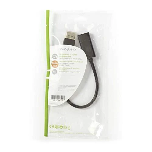 Nedis 0,2 m DisplayPort - HDMI-Kabelis, Juodas [DisplayPort-Stecker - HDMI-Buchse]