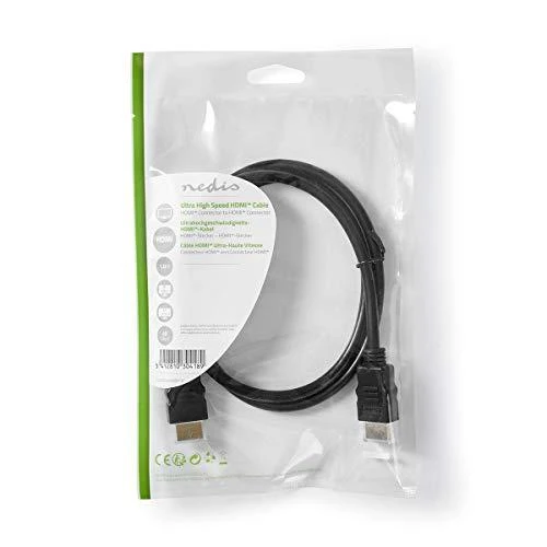Nedis Ultra High Speed HDMI kabelis su Ethernet 1 m paauksuotu [juodas]