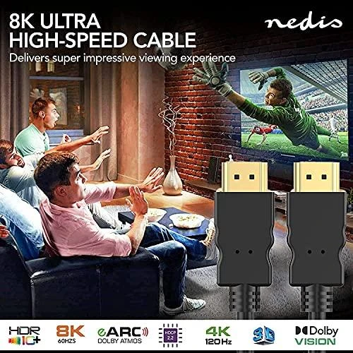 Nedis Ultra High Speed HDMI kabelis su Ethernet 1 m paauksuotu [juodas]