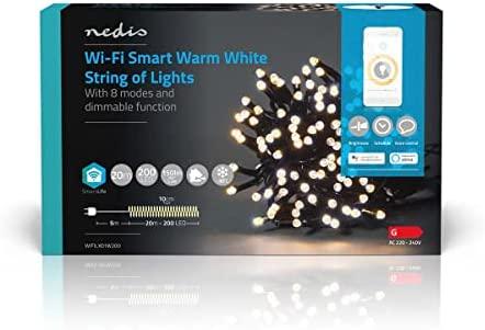 Nedis Smartlife Dekoratyvinis LED | Wi-Fi | 20m | Šiltas baltas | Šiltas baltas | 200 šviesos diodų | 20 m | Android™ / iOS