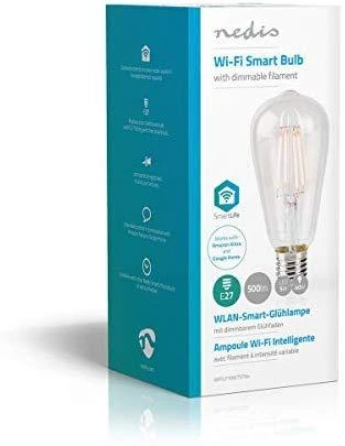 Nedis WLAN Smart LED kaitrinė lemputė (WIFILF10WTST64) - E27, ST64, 5 W, 500 lm, Skaidri