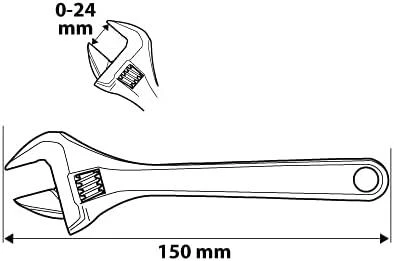Klucz Reguliuojamas veržliaraktis 150 mm, diapazonas 0–24 mm
