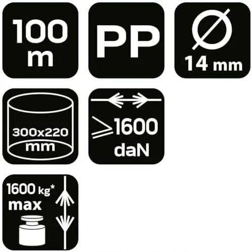 Neo Tools Linka Pinta polipropileno virvė, 14 mm skersmens, 100 m
