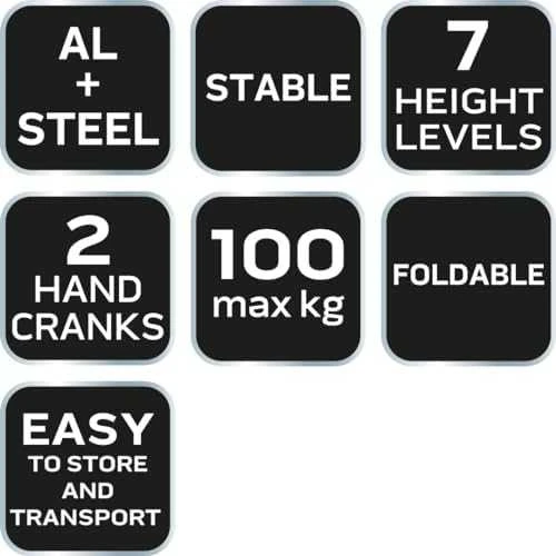 Neo Tools Stół Reguliuojamas aliuminio darbastalis 60 x 58 x 77–107 cm
