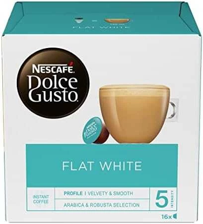 Nescafe Dolce Gusto Flat Baltas Kava, 16 kapsulių dėžutėje