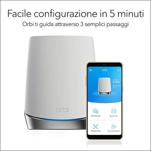 Netgear Orbi WiFi 6 belaidis maršrutizatorius Trijų juostų (2,4 GHz / 5 GHz / 5 GHz) Gigabitinis eternetas Nerūdijančiojo plieno, Balta