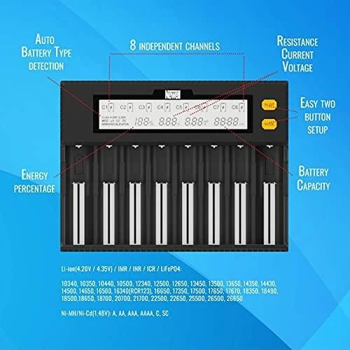 Įkroviklis Newell Smart C8 skirtas NiMH / Li-Ion baterijoms