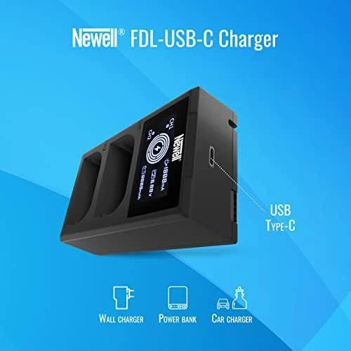 Newell FDL-USB-C dviejų kanalų įkroviklis, skirtas NP-FW50