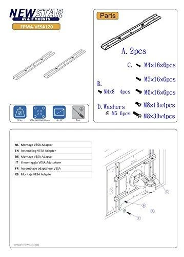 Laikiklis Neomounts NEWSTAR VESA CONVERSION PLATE - VESA 75&100 TO 200X100 - Sidabrinis