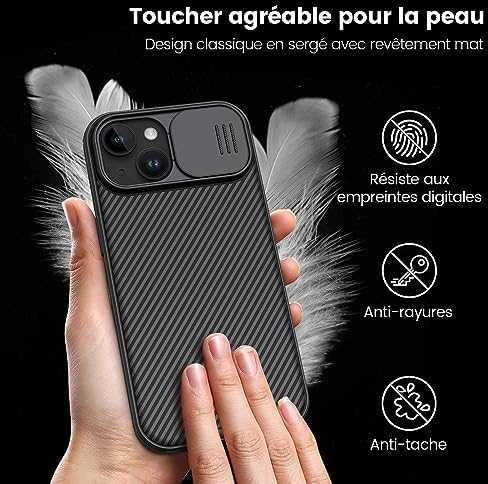 Nillkin CamShield Pro dėklas, skirtas iPhone 15 Plus (juodas)