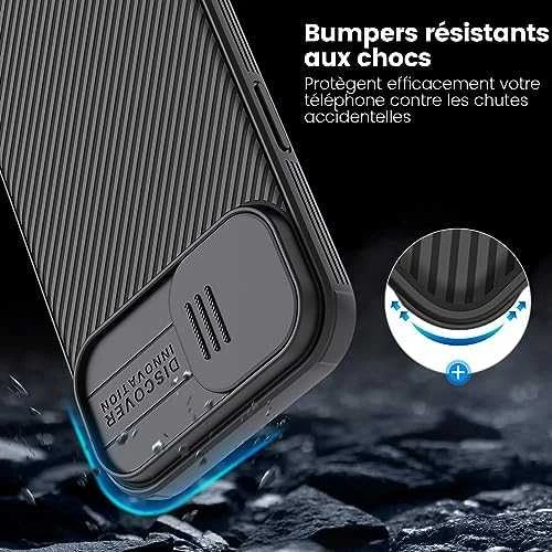 Nillkin CamShield Pro dėklas, skirtas iPhone 15 Plus (juodas)