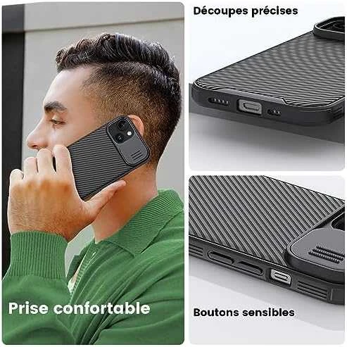 Nillkin CamShield Pro dėklas, skirtas iPhone 15 Plus (juodas)