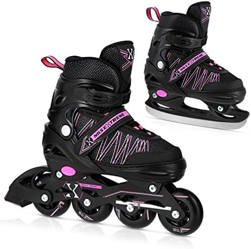 Riedučiai/ledo ritulio pačiūžos Nils Extreme NH11912 juodi-rožiniai - PU80 mm/82A (L 39-42)