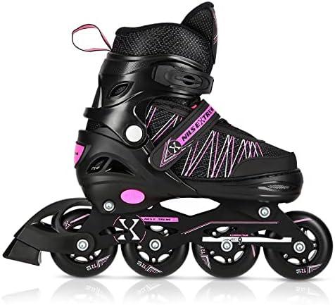 Riedučiai/ledo ritulio pačiūžos Nils Extreme NH11912 juodi-rožiniai - PU80 mm/82A (L 39-42)