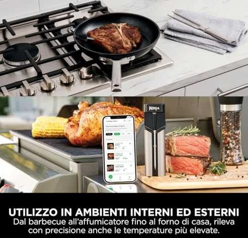 Ninja belaidis mėsos termometras su Bluetooth, atsparus vandeniui, 30 h baterija, WP100EU