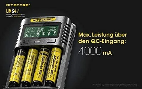 Nitecore UMS4 4 x Penlite įkroviklis (AA/AAA) su indikatoriumi