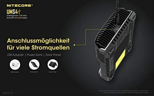 Nitecore UMS4 4 x Penlite įkroviklis (AA/AAA) su indikatoriumi