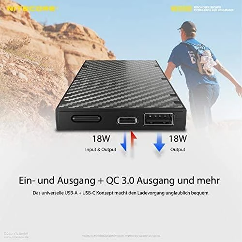 Nitecore 10000mAh itin lengva 20W išorinė baterija NB10000 Gen2