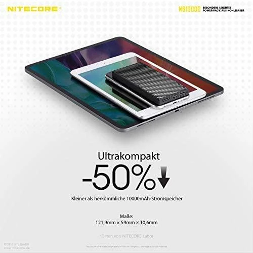 Nitecore 10000mAh itin lengva 20W išorinė baterija NB10000 Gen2