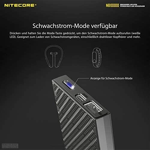 Nitecore 10000mAh itin lengva 20W išorinė baterija NB10000 Gen2