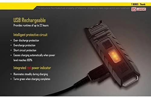 Žibintuvėlis Nitecore THUMB, 85lm, USB