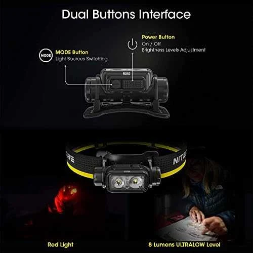 Žibintas - Nitecore NU40 1000 Liumenų USB-C Įkraunamas Juodas