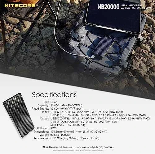 Nitecore Summit 20000 mAh 77W juoda