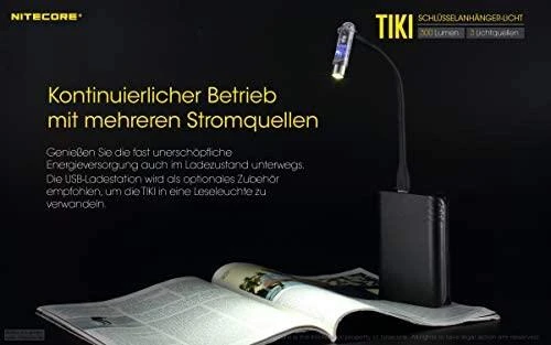 Šviesa - Nitecore TIKI 300 Liumenų USB Įkraunama Raktų Pakabuko Žibintuvėlis