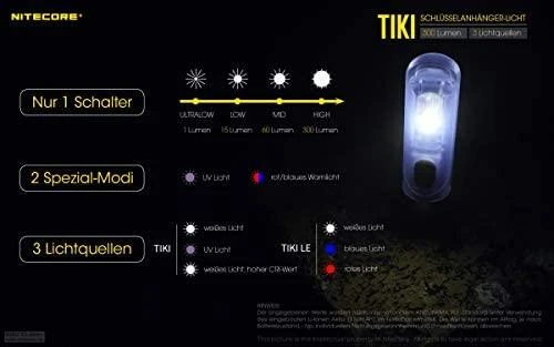 Šviesa - Nitecore TIKI 300 Liumenų USB Įkraunama Raktų Pakabuko Žibintuvėlis